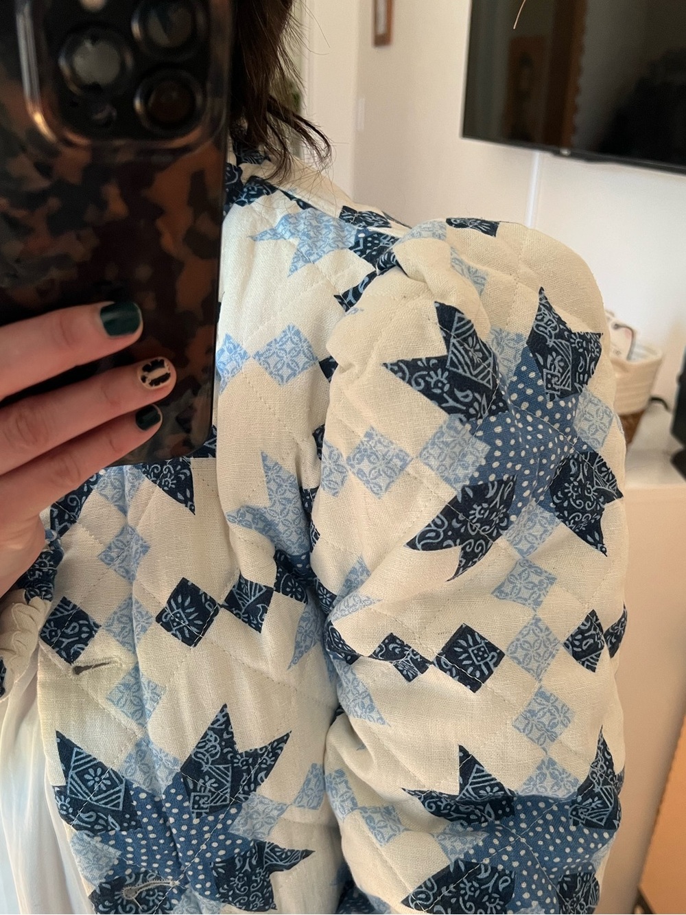 House of Harlow Blue and White Quilted Jacket NEW Small - Picture 6 of 11